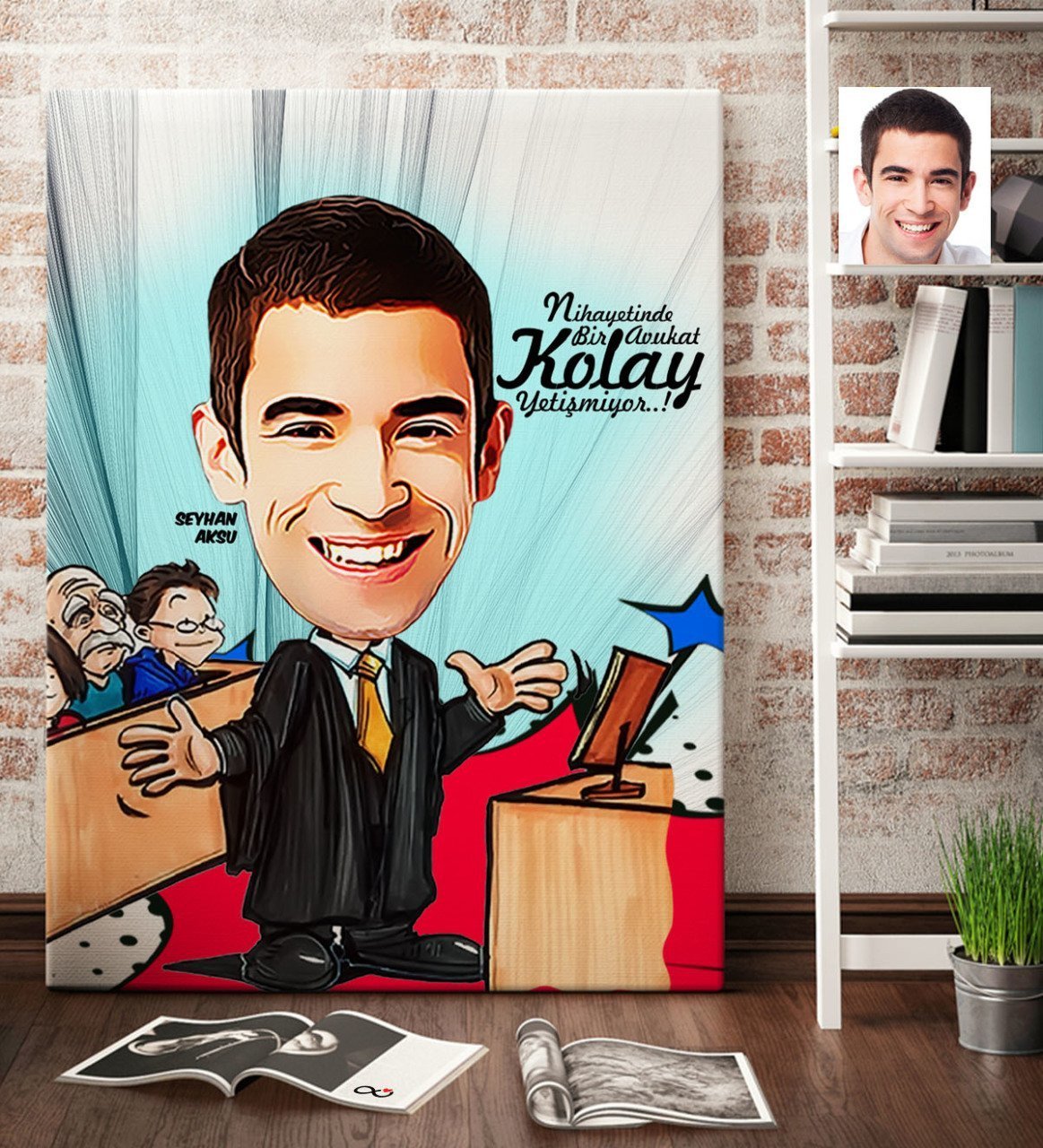 Kişiye Özel Bay Avukat Karikatür Kanvas Tablo (70 x 100 cm.) 3
