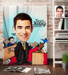 Kişiye Özel Bay Avukat Karikatür Kanvas Tablo (70 x 100 cm.) 3