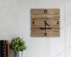 BK Home İsme Özel Dekoratif 45cm Ahşap Palet Duvar Saati-2