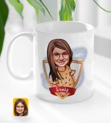 Kişiye Özel İsimli Kız Çocuk Karikatürlü Beyaz Kupa Bardak-8