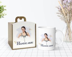 Kişiye Özel Ahşap Kutuda İsimli Fotoğraflı Beyaz Kupa Bardak-1