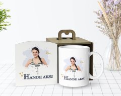 Kişiye Özel Ahşap Kutuda İsimli Fotoğraflı Beyaz Kupa Bardak-1
