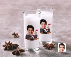 Kişiye Özel Renkli Baskılı Godfather Baba Karikatürlü İkili Rakı Bardağı Seti-6