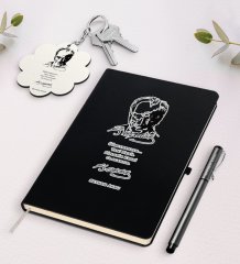 Kişiye Özel Atatürk Öğretmen Siyah Defter Kalem Ve Anahtarlık Hediye Seti-2
