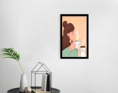 BK Home Coffee Tasarımlı Dekoratif Ahşap Siyah Çerçeveli Tablo-29