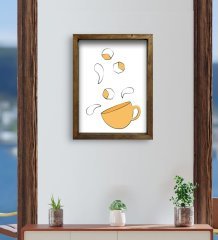 BK Gift Cafe & Bar & Restaurant Konseptli Doğal Masif Ahşap Çerçeveli Tablo 45x65cm-61