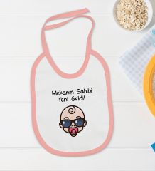 BK Kids Mekanın Sahibi Yeni Geldi Tasarımlı Pembe Bebek Body Zıbın ve Mama Önlüğü Hediye Seti-1