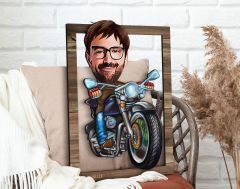 BK Gift Kişiye Özel Erkek Motorcu Karikatürlü 3D Ahşap Tablo, Sevgiliye Hediye, Arkadaşa Hediye, Yıl Dönümü Hediyesi, Doğum Günü Hediyesi-2