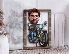 BK Gift Kişiye Özel Erkek Motorcu Karikatürlü 3D Ahşap Tablo, Sevgiliye Hediye, Arkadaşa Hediye, Yıl Dönümü Hediyesi, Doğum Günü Hediyesi-2