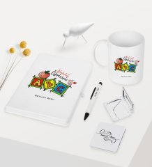 Kişiye Özel Anasınıfı Öğretmeni Temalı Beyaz Defter Kalem Kupa Ayna Seti - 1