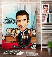 Kişiye Özel Bay Avukat Karikatür Kanvas Tablo (70 x 100 cm.) 2