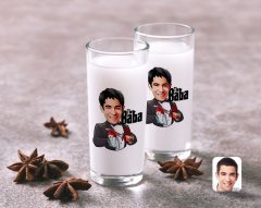 Kişiye Özel Renkli Baskılı Godfather Baba Karikatürlü İkili Rakı Bardağı Seti-5