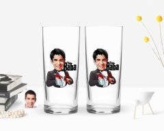 Kişiye Özel Renkli Baskılı Godfather Baba Karikatürlü İkili Rakı Bardağı Seti-5