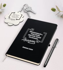 Kişiye Özel Atatürk Öğretmen Siyah Defter Kalem Ve Anahtarlık Hediye Seti-1