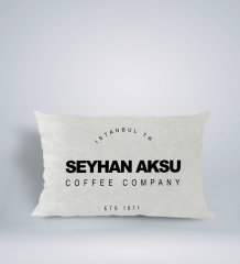 Kişiye Özel İsimli Coffe Company Tasarımlı Dikdörtgen Araç Koltuk Yastığı-1