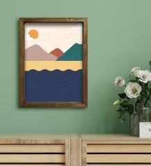 BK Gift Otel Odası Konseptli Doğal Masif Ahşap Çerçeveli Tablo 30x40cm-81