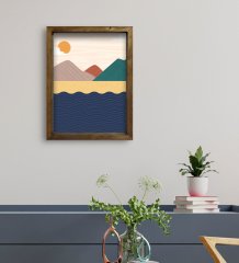 BK Gift Otel Odası Konseptli Doğal Masif Ahşap Çerçeveli Tablo 30x40cm-81