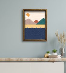 BK Gift Otel Odası Konseptli Doğal Masif Ahşap Çerçeveli Tablo 30x40cm-81