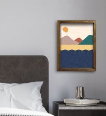 BK Gift Otel Odası Konseptli Doğal Masif Ahşap Çerçeveli Tablo 30x40cm-81