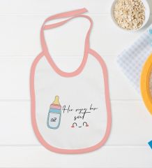 BK Kids Her Şeyin Başı Süt Tasarımlı Pembe Bebek Body Zıbın ve Mama Önlüğü Hediye Seti-1