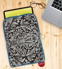 BK Gift Retro Motif Tasarımlı Taşınabilir Koruyucu Tablet Kılıfı & Organizer Çanta - Mavi-2