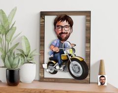 BK Gift Kişiye Özel Erkek Motorcu Karikatürlü 3D Ahşap Tablo, Sevgiliye Hediye, Arkadaşa Hediye, Yıl Dönümü Hediyesi, Doğum Günü Hediyesi-1