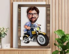 BK Gift Kişiye Özel Erkek Motorcu Karikatürlü 3D Ahşap Tablo, Sevgiliye Hediye, Arkadaşa Hediye, Yıl Dönümü Hediyesi, Doğum Günü Hediyesi-1