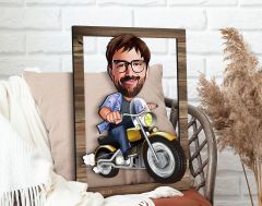 BK Gift Kişiye Özel Erkek Motorcu Karikatürlü 3D Ahşap Tablo, Sevgiliye Hediye, Arkadaşa Hediye, Yıl Dönümü Hediyesi, Doğum Günü Hediyesi-1