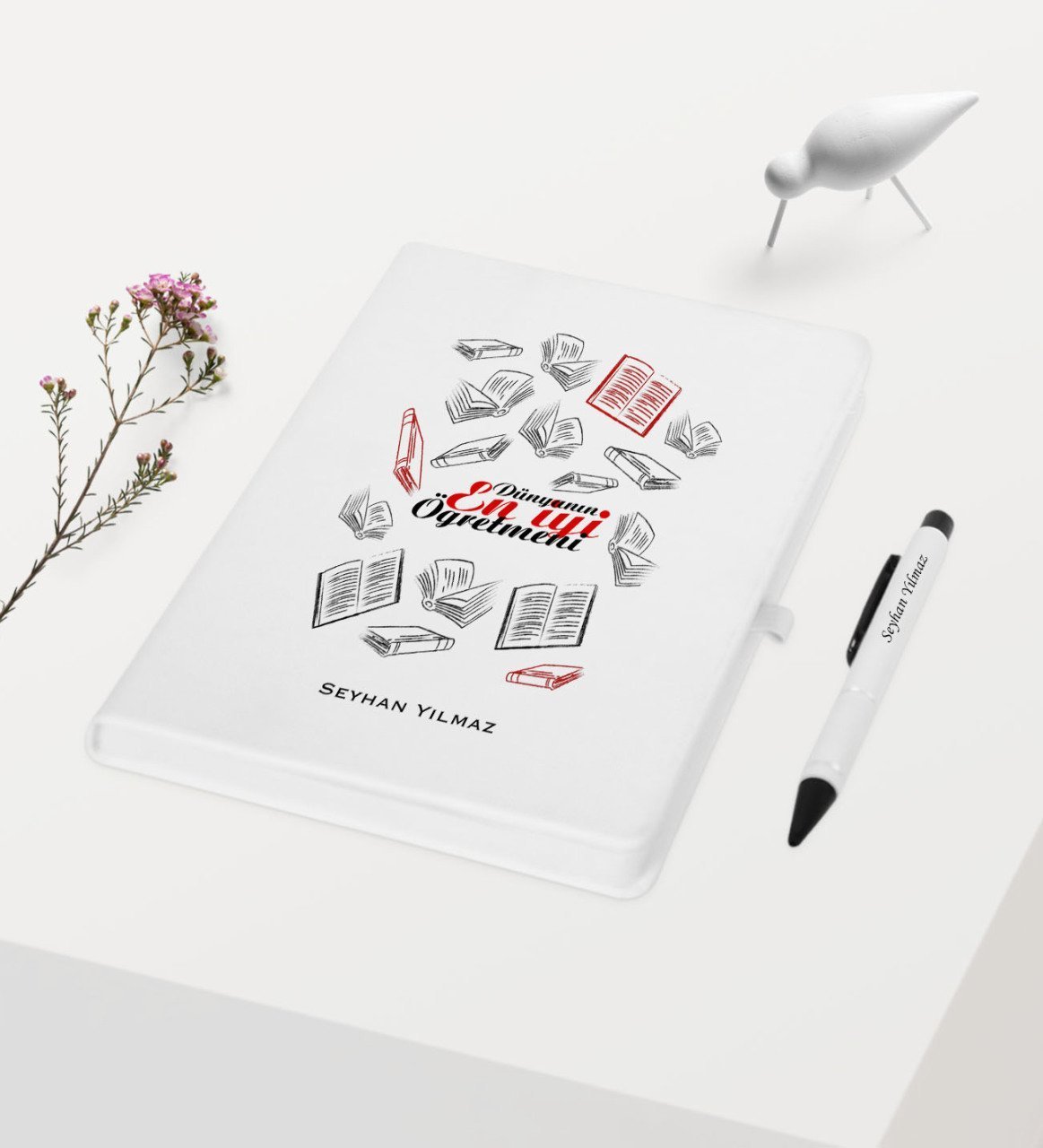 Kişiye Özel Dünyanın En İyi Öğretmeni Temalı Beyaz Defter Kalem Hediye Seti - 7