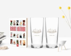 Kişiye Özel Renkli Baskılı Diyarbakır Tasarımlı Turistik İkili Rakı Bardağı ve Rakı Cep Kitabı Hediye Seti-1