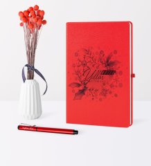 Kişiye Özel Yılbaşı Mutlu Yıllar Temalı Kırmızı Defter Kalem Seti - 12