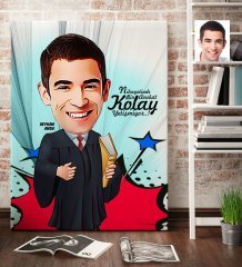 Kişiye Özel Bay Avukat Karikatür Kanvas Tablo (70 x 100 cm.) 1