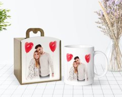 Kişiye Özel Ahşap Kutuda Fotoğraflı Beyaz Kupa Bardak-2