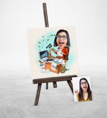 Kişiye Özel Bayan Bankacı Karikatür Şovaleli Doğal Taş - 2
