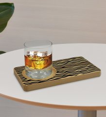 Kişiye Özel Modern Art Tasarımlı Doğal Ahşap Tabaklı Viski Bardağı Sunum Seti Model 18