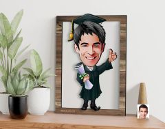 BK Gift Kişiye Özel Erkek Mezun Karikatürlü 3D Ahşap Tablo, Sevgiliye Hediye, Arkadaşa Hediye, Yıl Dönümü Hediyesi, Doğum Günü Hediyesi-1