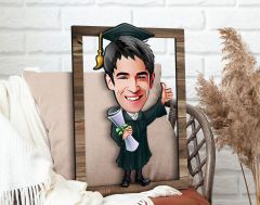 BK Gift Kişiye Özel Erkek Mezun Karikatürlü 3D Ahşap Tablo, Sevgiliye Hediye, Arkadaşa Hediye, Yıl Dönümü Hediyesi, Doğum Günü Hediyesi-1