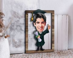 BK Gift Kişiye Özel Erkek Mezun Karikatürlü 3D Ahşap Tablo, Sevgiliye Hediye, Arkadaşa Hediye, Yıl Dönümü Hediyesi, Doğum Günü Hediyesi-1
