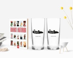 Kişiye Özel Renkli Baskılı Denizli Tasarımlı Turistik İkili Rakı Bardağı ve Rakı Cep Kitabı Hediye Seti-2
