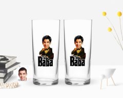 Kişiye Özel Renkli Baskılı Godfather Baba Karikatürlü İkili Rakı Bardağı Seti-3