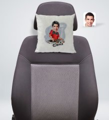 Kişiye Özel İsimli Erkek Dj Karikatürlü Kare Araç Koltuk Yastığı-1