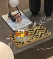 Kişiye Özel Modern Art Tasarımlı Doğal Ahşap Tabaklı Viski Bardağı Sunum Seti Model 17