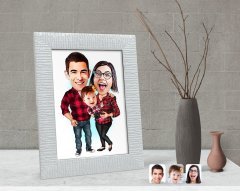 Kişiye Özel Aile Karikatürlü Dekoratif Çerçeve-2