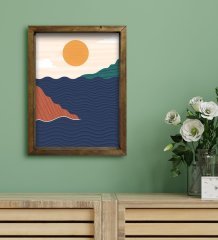 BK Gift Otel Odası Konseptli Doğal Masif Ahşap Çerçeveli Tablo 30x40cm-79