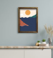 BK Gift Otel Odası Konseptli Doğal Masif Ahşap Çerçeveli Tablo 30x40cm-79