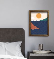 BK Gift Otel Odası Konseptli Doğal Masif Ahşap Çerçeveli Tablo 30x40cm-79