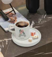 Kişiye Özel Sunum Tabaklı Harfli İsimli Türk Kahvesi Fincanı Model 3