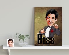Kişiye Özel Boss Karikatürlü Kanvas Tablo 30x50cm-2