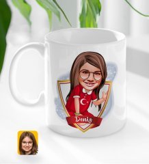 Kişiye Özel İsimli Kız Çocuk Karikatürlü Beyaz Kupa Bardak-2