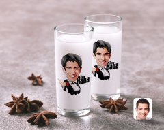 Kişiye Özel Renkli Baskılı Godfather Baba Karikatürlü İkili Rakı Bardağı Seti-2